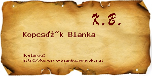 Kopcsák Bianka névjegykártya