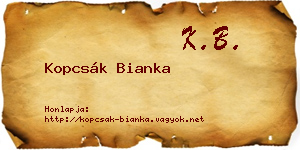 Kopcsák Bianka névjegykártya